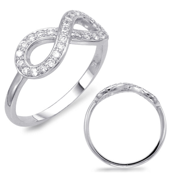 This Fashion Ring is available in 14K White Gold. There are a total of 27 stones. There are Rounds with a total carat weight of 0.26 set in a Shared Prongs setting.