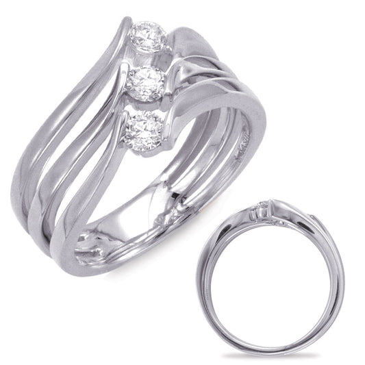 This Fashion Ring is available in 14K White Gold. There are a total of 3 stones. There are Rounds with a total carat weight of 0.4 set in a  setting.