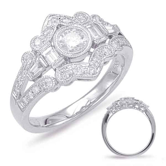 This Fashion Ring is available in 14K White Gold. There are a total of 31 stones. There are Baguette with a total carat weight of 0.2 set in a Bezel Set|Micro Pave setting.There are Rounds stones with a total carat weight of 0.52 set in a Bezel Set|Micro Pave.