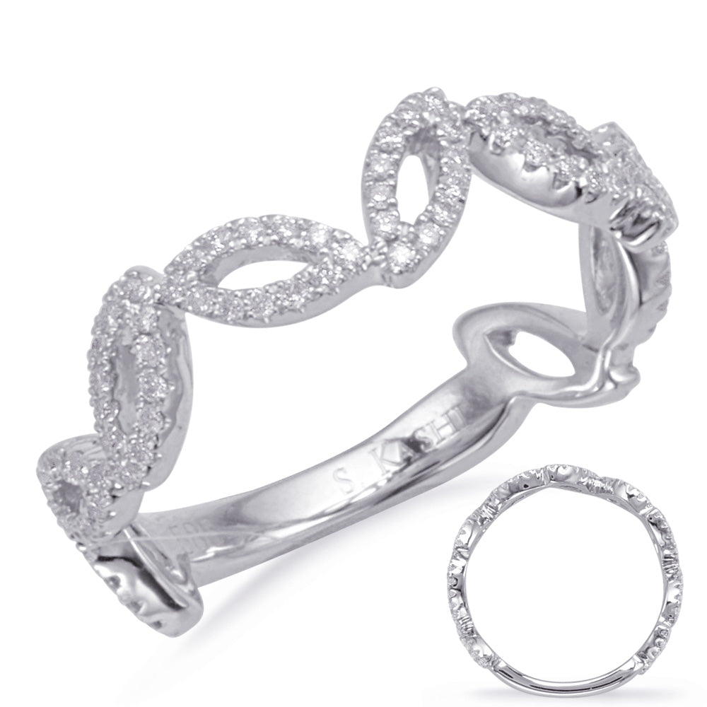 This Fashion Ring is available in 14K White Gold. There are a total of 108 stones. There are Rounds with a total carat weight of 0.3 set in a Micro Prong setting.