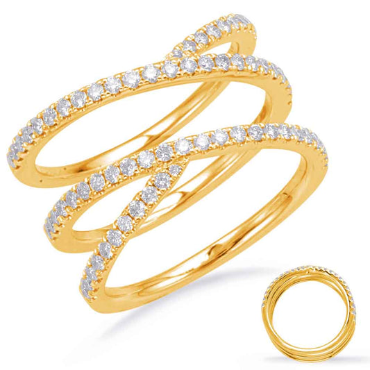 This Fashion Ring is available in 14K Yellow Gold. There are a total of 70 stones. There are Rounds with a total carat weight of 0.59 set in a Micro Prong setting.