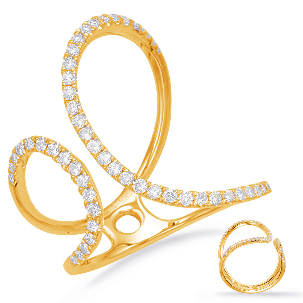 This Fashion Ring is available in 14K Yellow Gold. There are a total of 54 stones. There are Rounds with a total carat weight of 0.39 set in a Micro Prong setting.