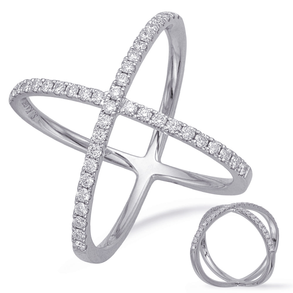 This Fashion Ring is available in 14K White Gold. There are a total of 42 stones. There are Rounds with a total carat weight of 0.48 set in a Micro Prong setting.