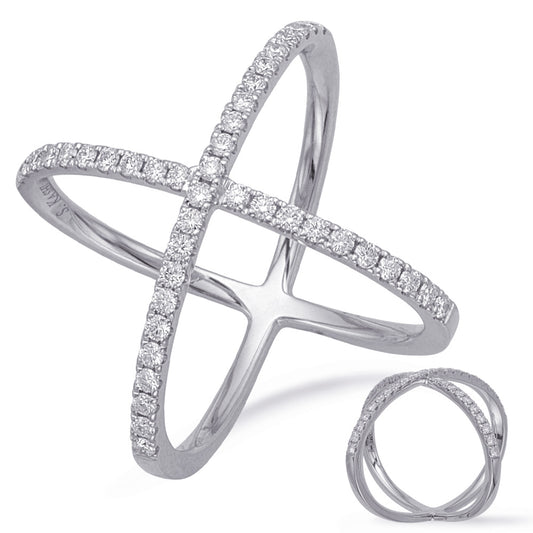 This Fashion Ring is available in 14K White Gold. There are a total of 42 stones. There are Rounds with a total carat weight of 0.48 set in a Micro Prong setting.
