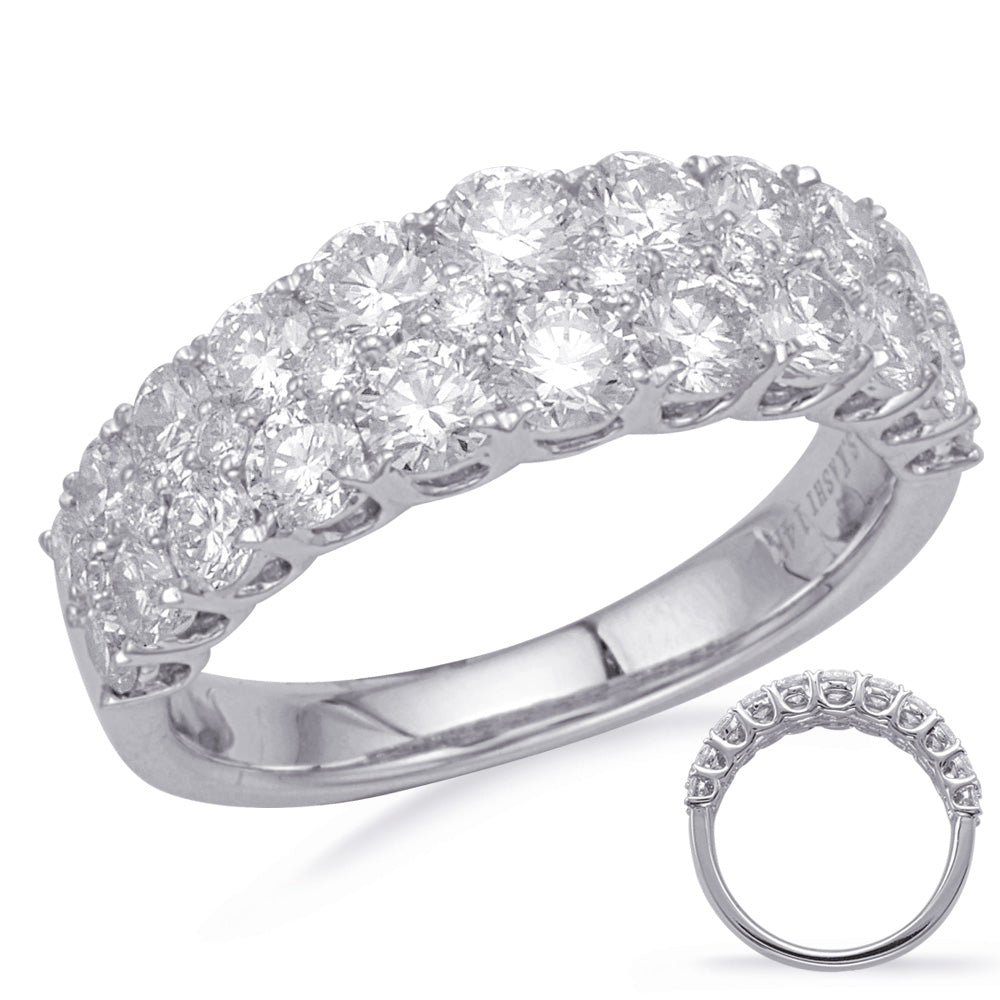 This Fashion Ring is available in 14K White Gold. There are a total of 32 stones. There are Rounds with a total carat weight of 2.06 set in a Prong Set setting.