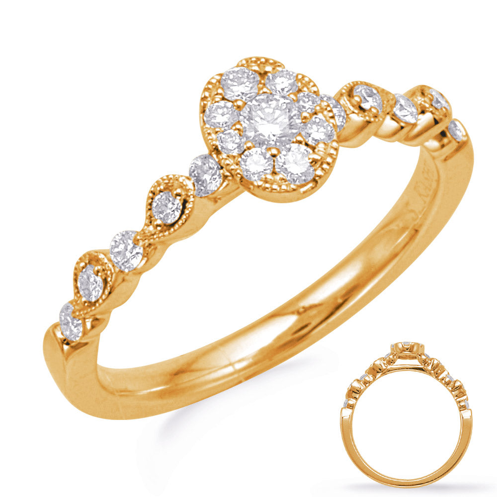 This Fashion Ring is available in 14K Yellow Gold. There are a total of 19 stones. There are Rounds with a total carat weight of 0.32 set in a Micro Prong|Prong Set setting.