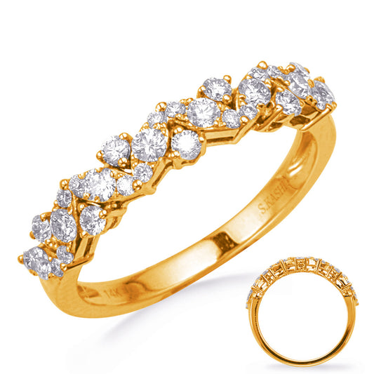 This Fashion Ring is available in 14K Yellow Gold. There are a total of 31 stones. There are Rounds with a total carat weight of 0.52 set in a Micro Pave|Prong Set setting.
