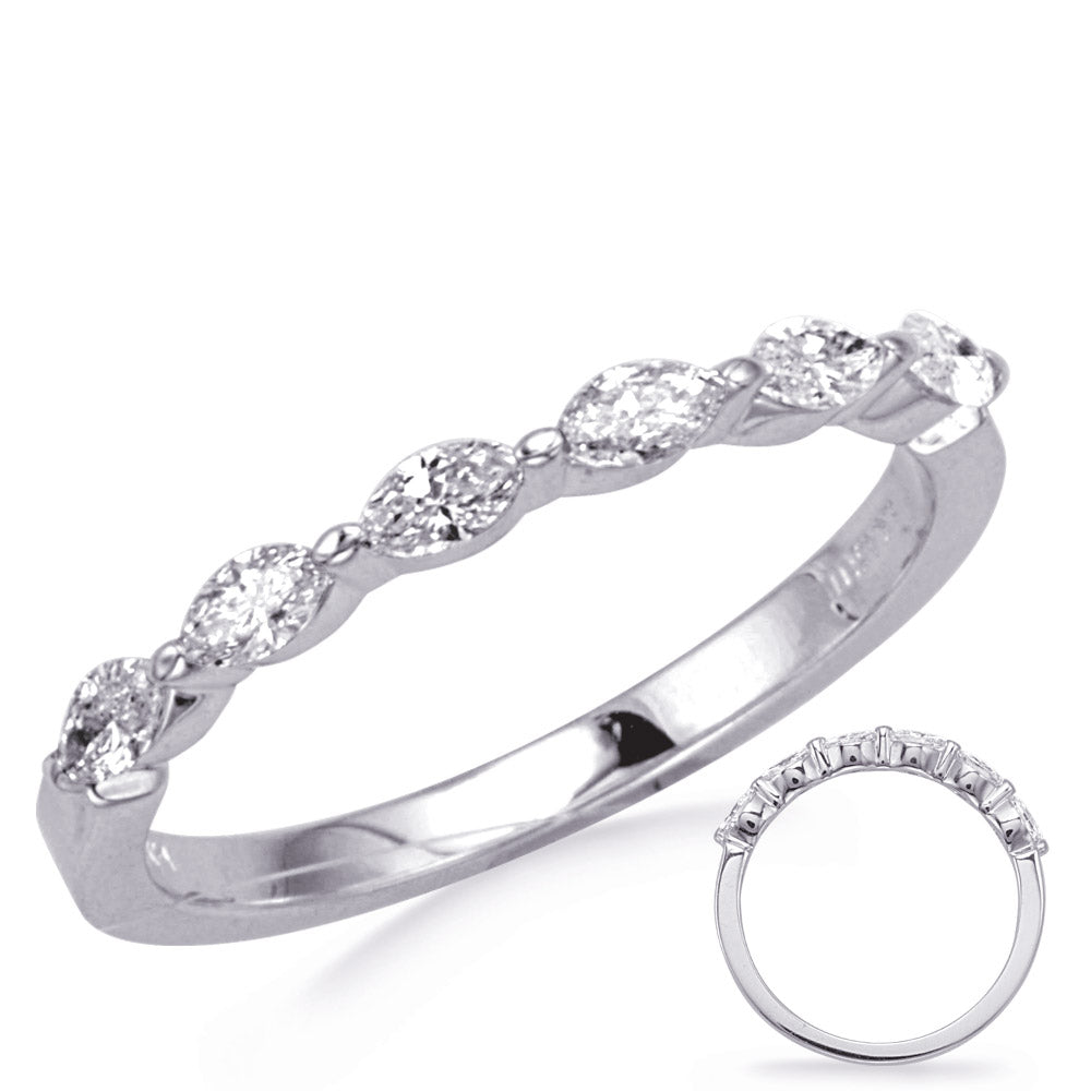 This Band is available in 14K White Gold. There are a total of 6 stones. There are Marquise with a total carat weight of 0.4 set in a Prong Set setting.