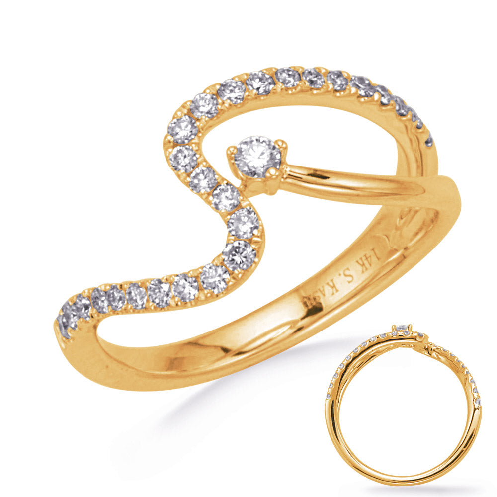 This Fashion Ring is available in 14K Yellow Gold. There are a total of 27 stones. There are Rounds with a total carat weight of 0.32 set in a  setting.