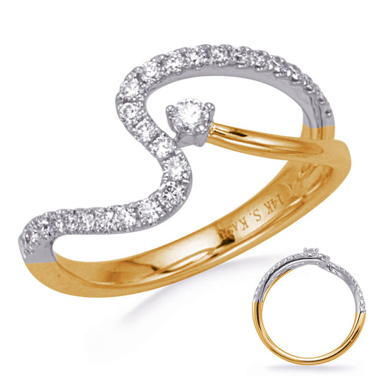 This Fashion Ring is available in 14K Yellow & White Gold. There are a total of 27 stones. There are Rounds with a total carat weight of 0.32 set in a  setting.