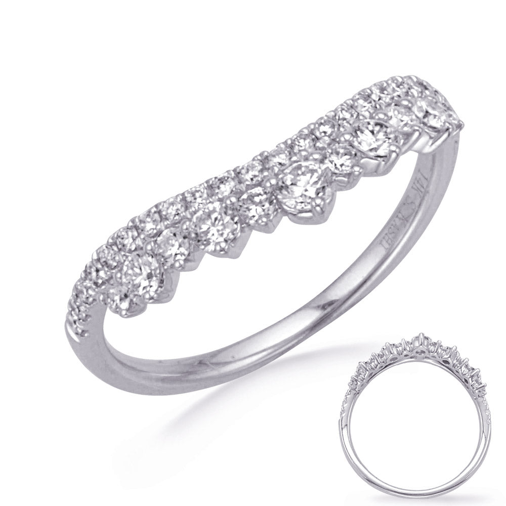 This Fashion Ring is available in 14K White Gold. There are a total of 34 stones. There are Rounds with a total carat weight of 0.56 set in a Micro Prong setting.