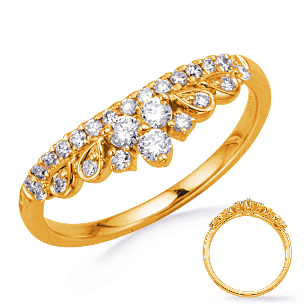 This Fashion Ring is available in 14K Yellow Gold. There are a total of 26 stones. There are Rounds with a total carat weight of 0.36 set in a Invisible Set setting.