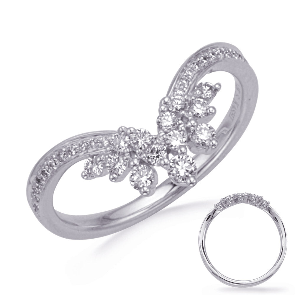 This Fashion Ring is available in 14K White Gold. There are a total of 37 stones. There are Rounds with a total carat weight of 0.37 set in a Micro Prong setting.