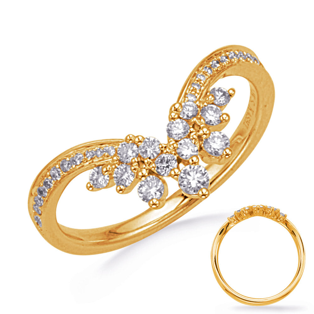 This Fashion Ring is available in 14K Yellow Gold. There are a total of 37 stones. There are Rounds with a total carat weight of 0.37 set in a Micro Prong setting.