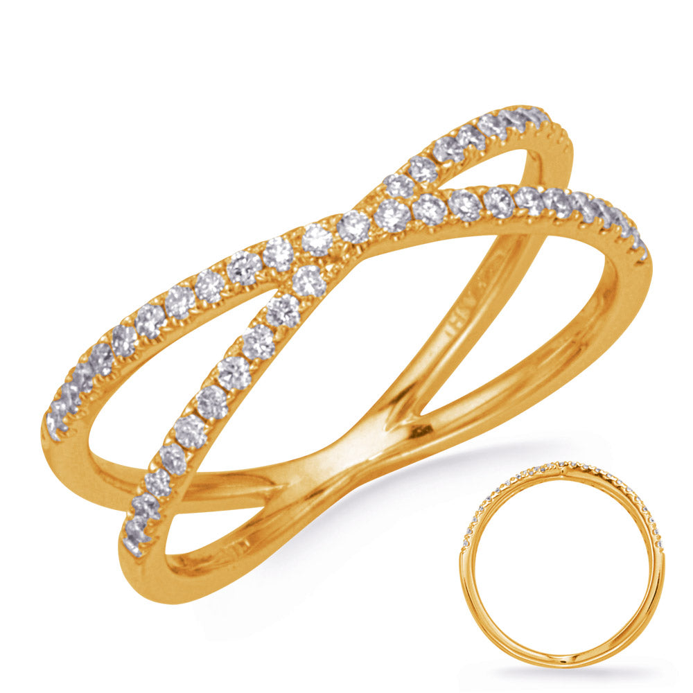 This Fashion Ring is available in 14K Yellow Gold. There are a total of 43 stones. There are Rounds with a total carat weight of 0.31 set in a  setting.