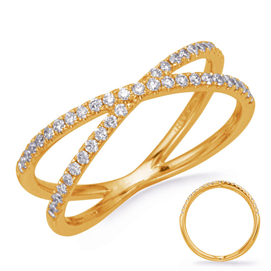 This Fashion Ring is available in 14K Yellow Gold. There are a total of 43 stones. There are Rounds with a total carat weight of 0.31 set in a  setting.