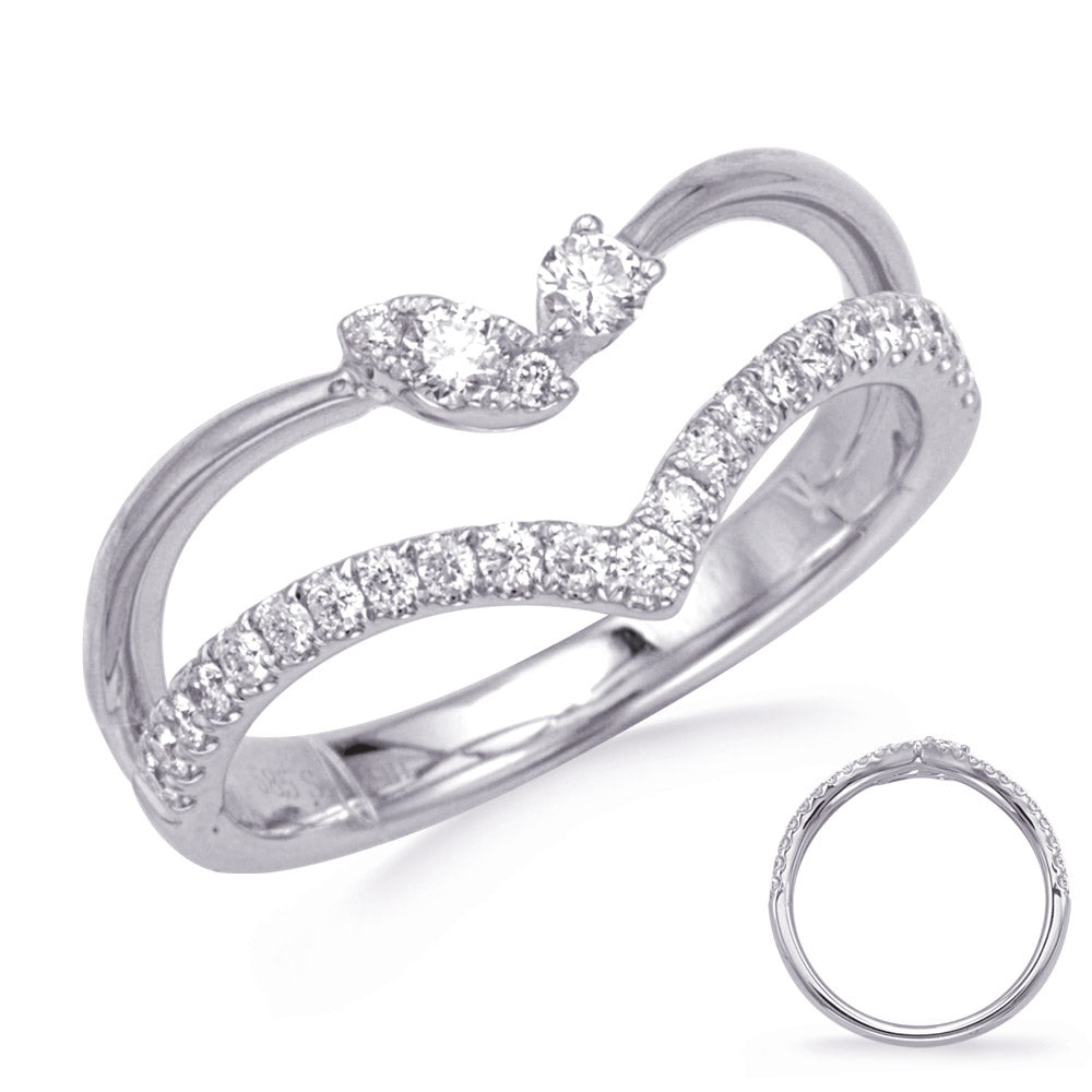 This Fashion Ring is available in 14K White Gold. There are a total of 27 stones. There are Rounds with a total carat weight of 0.35 set in a Prong Set setting.