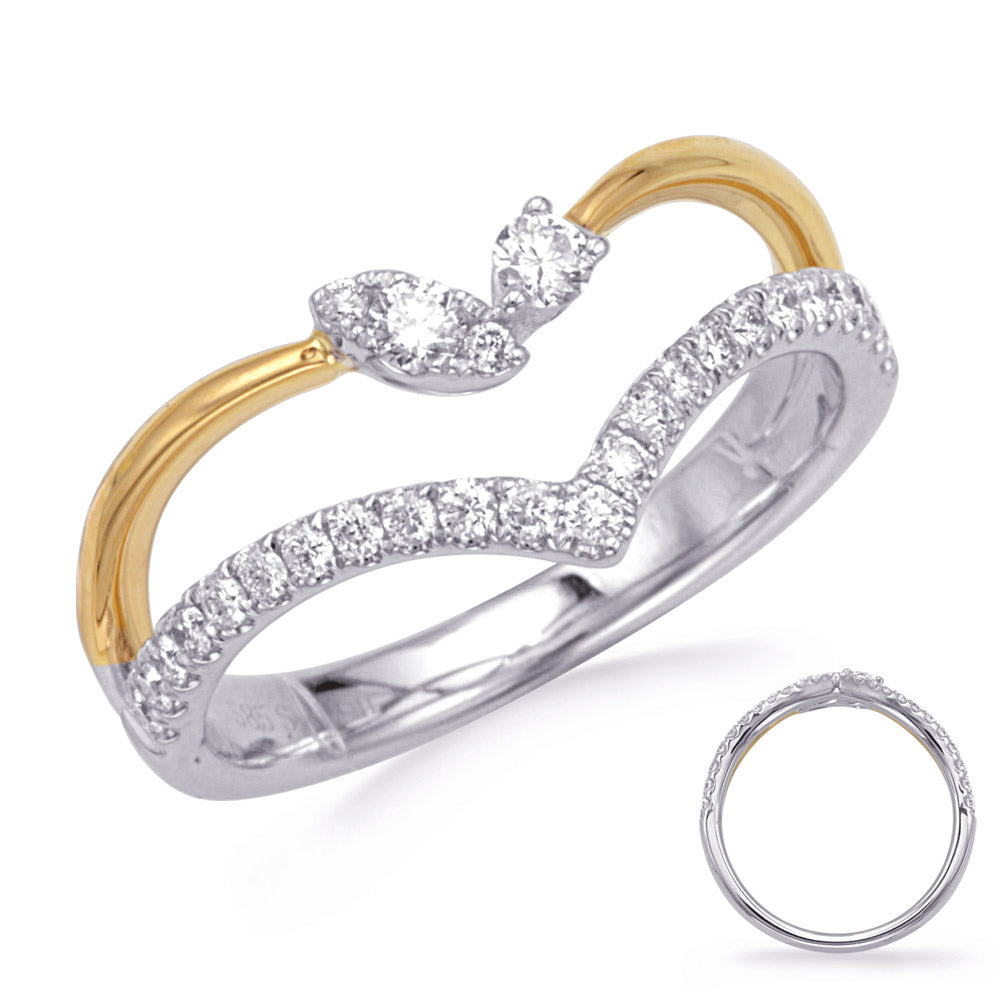 This Fashion Ring is available in 14K Yellow & White Gold. There are a total of 27 stones. There are Rounds with a total carat weight of 0.35 set in a Prong Set setting.