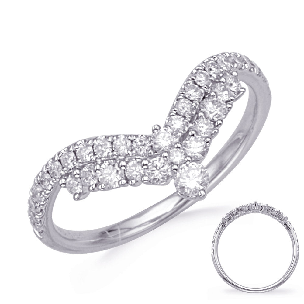 This Fashion Ring is available in 14K White Gold. There are a total of 35 stones. There are Rounds with a total carat weight of 0.54 set in a Micro Prong setting.
