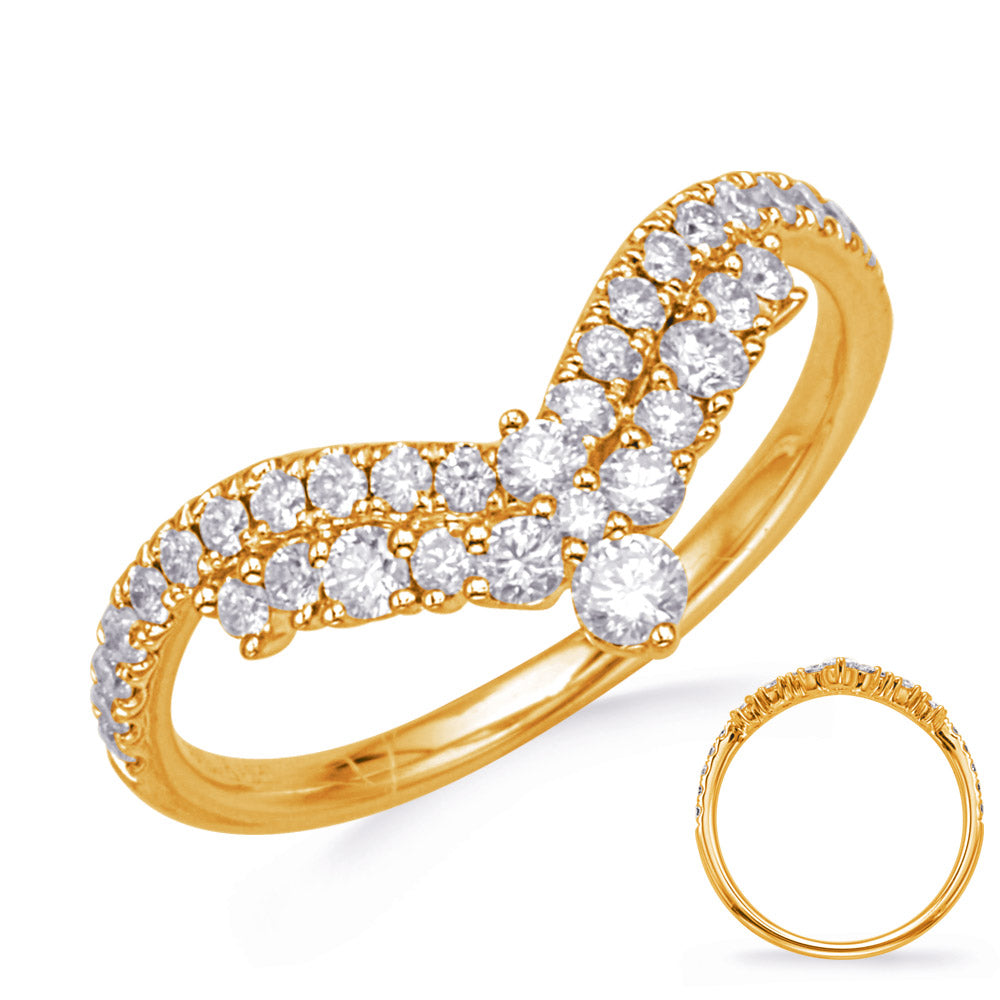 This Fashion Ring is available in 14K Yellow Gold. There are a total of 35 stones. There are Rounds with a total carat weight of 0.54 set in a Micro Prong setting.