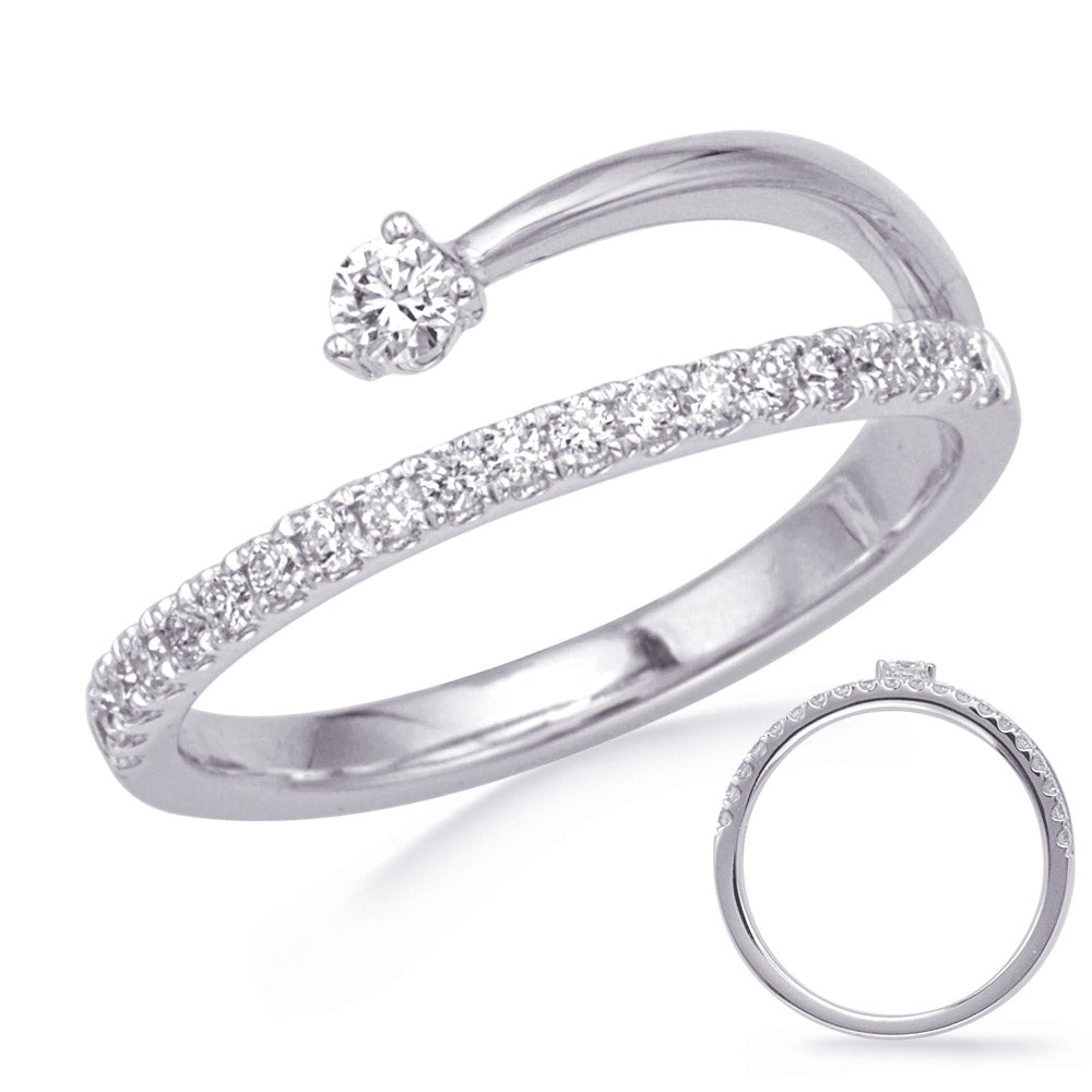This Fashion Ring is available in 14K White Gold. There are a total of 21 stones. There are Rounds with a total carat weight of 0.3 set in a Micro Prong setting.