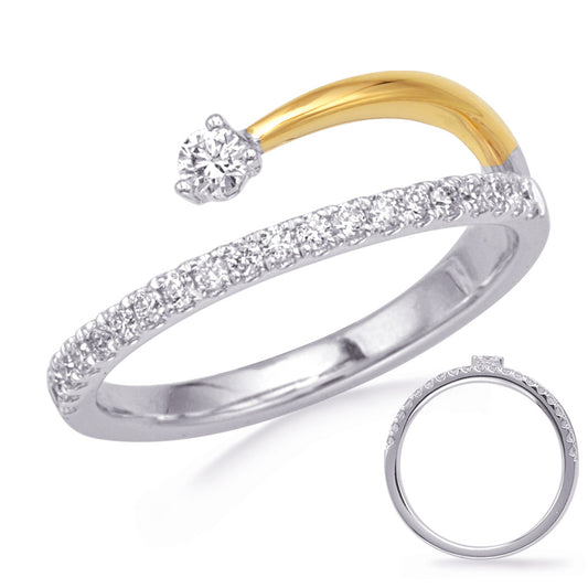 This Fashion Ring is available in 14K Yellow & White Gold. There are a total of 21 stones. There are Rounds with a total carat weight of 0.3 set in a Micro Prong setting.