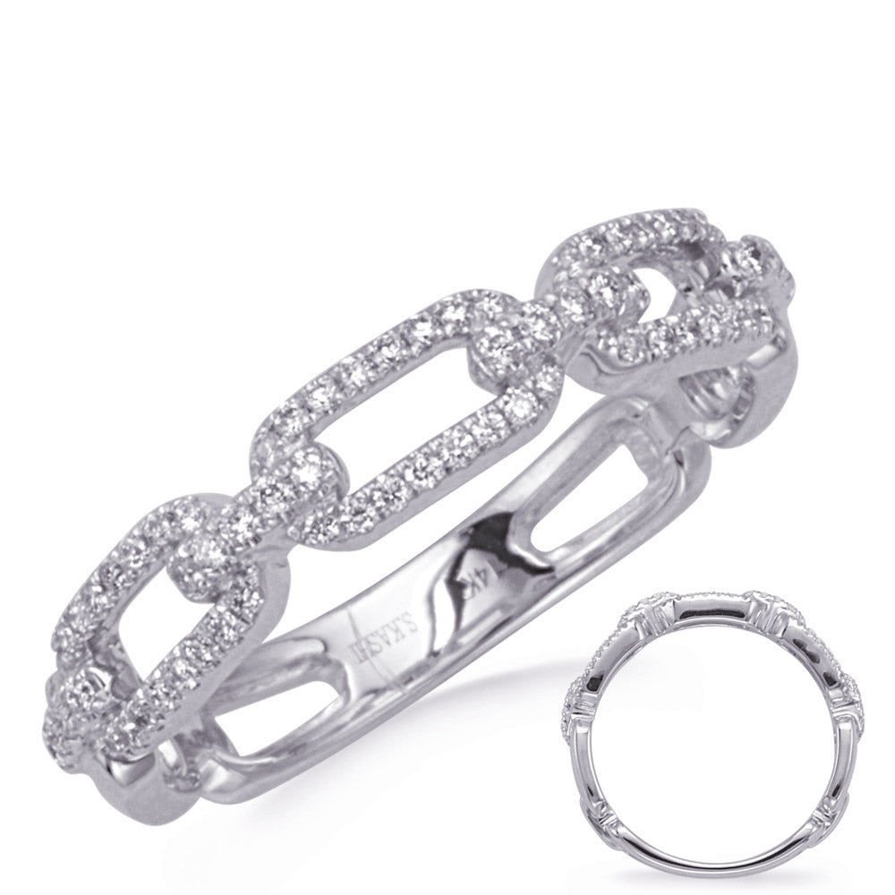 This Band is available in 14K White Gold. There are a total of 68 stones. There are Round with a total carat weight of 0.21 set in a Micro Prong setting.