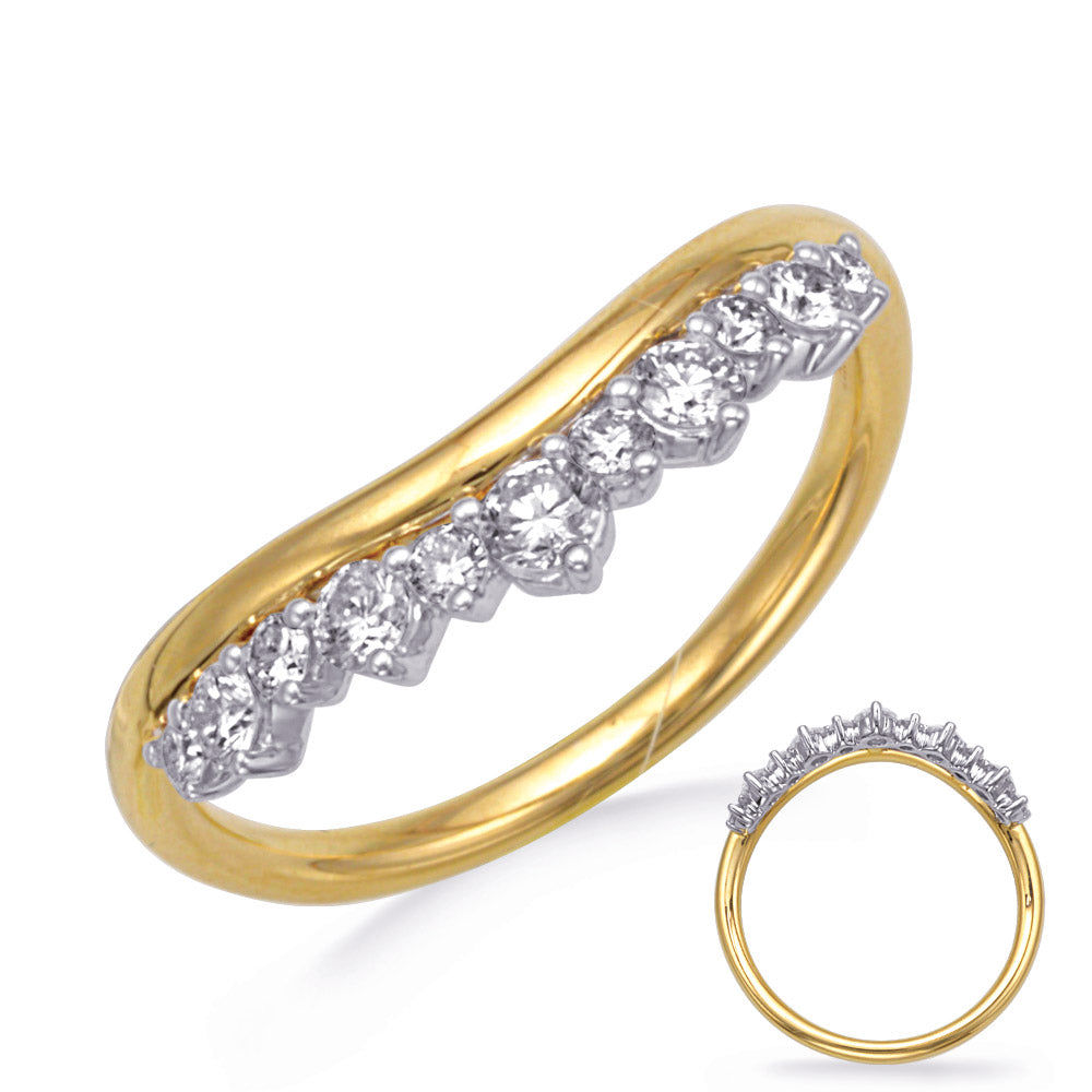 This Fashion Ring is available in 14K Yellow & White Gold. There are a total of 11 stones. There are Rounds with a total carat weight of 0.4 set in a Prong Set setting.