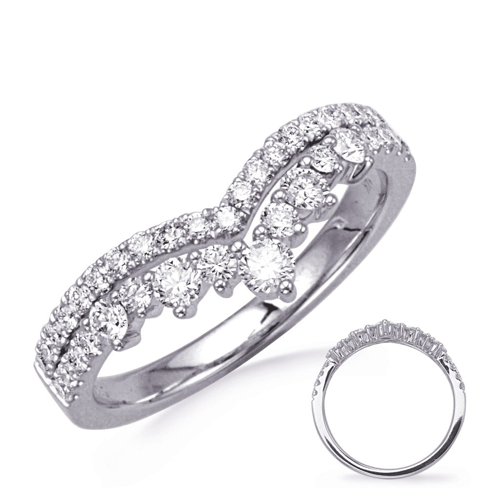 This Fashion Ring is available in 14K White Gold. There are a total of 38 stones. There are Rounds with a total carat weight of 0.63 set in a Prong Set setting.
