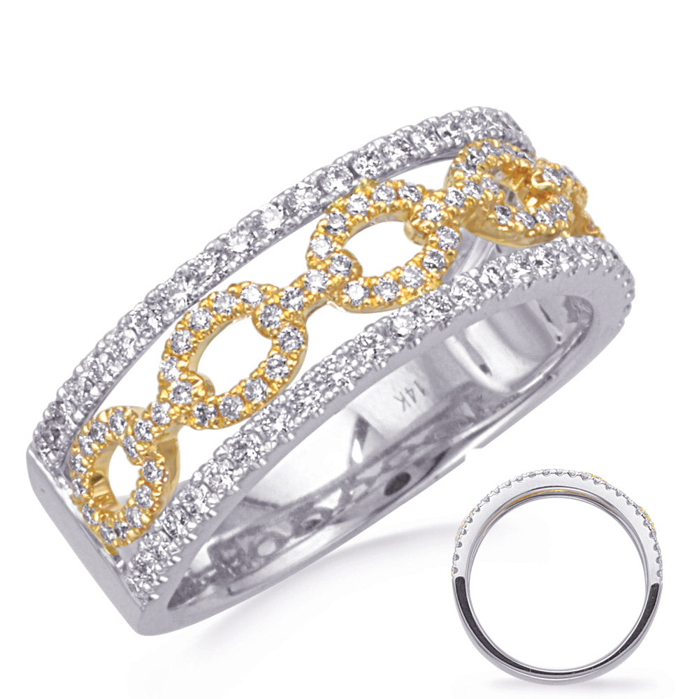 This Fashion Ring is available in 14K Yellow & White Gold. There are a total of 118 stones. There are Rounds with a total carat weight of 0.51 set in a Micro Prong setting.