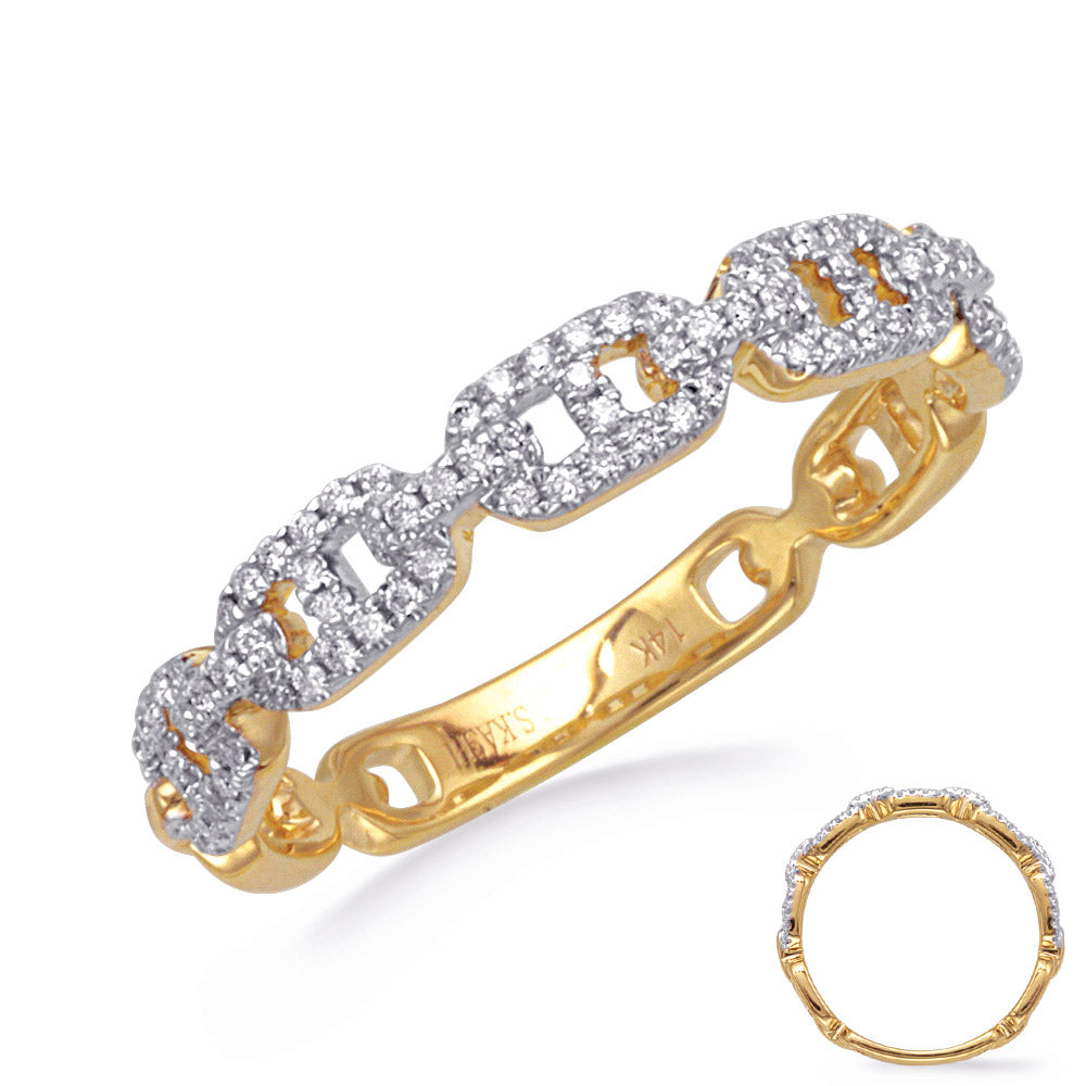 This Fashion Ring is available in 14K Yellow Gold. There are a total of 90 stones. There are Rounds with a total carat weight of 0.23 set in a Micro Prong setting.