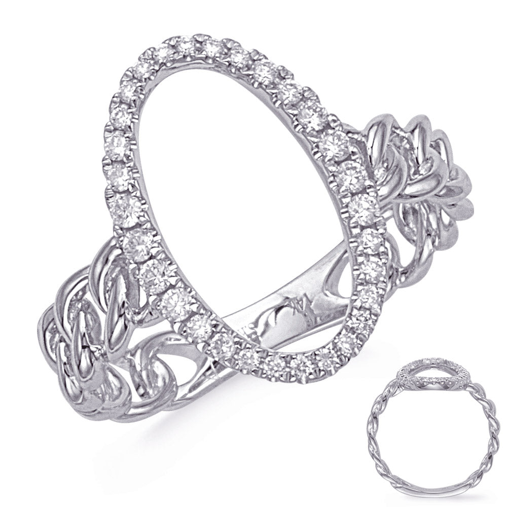 This Fashion Ring is available in 14K White Gold. There are a total of 30 stones. There are Rounds with a total carat weight of 0.27 set in a Micro Prong setting.