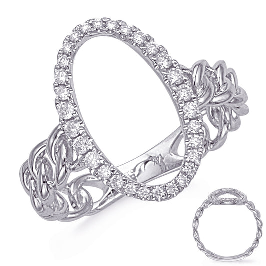 This Fashion Ring is available in 14K White Gold. There are a total of 30 stones. There are Rounds with a total carat weight of 0.27 set in a Micro Prong setting.