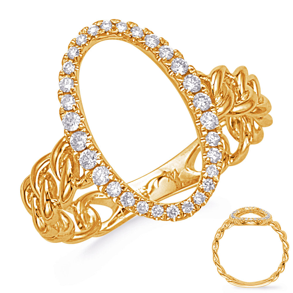 This Fashion Ring is available in 14K Yellow Gold. There are a total of 30 stones. There are Rounds with a total carat weight of 0.27 set in a Micro Prong setting.