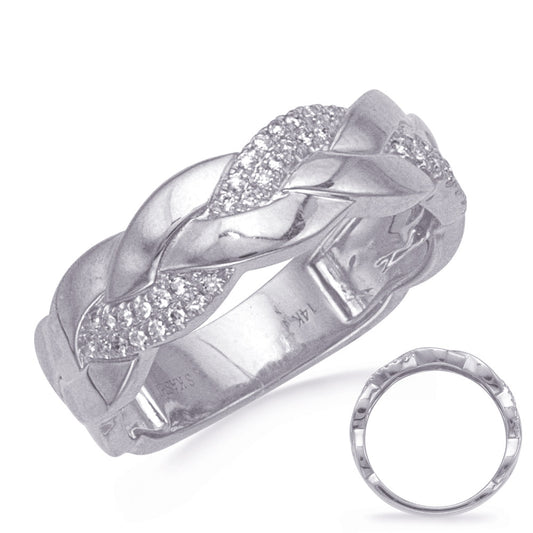 This Fashion Ring is available in 14K White Gold. There are a total of 42 stones. There are Rounds with a total carat weight of 0.15 set in a Micro Prong setting.