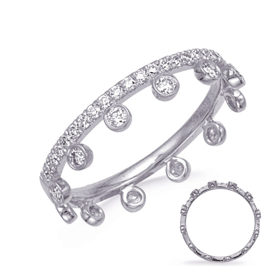 This Fashion Ring is available in 14K White Gold. There are a total of 29 stones. There are Rounds with a total carat weight of 0.34 set in a  setting.