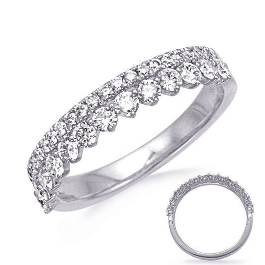 This Fashion Ring is available in 14K White Gold. There are a total of 36 stones. There are Rounds with a total carat weight of 0.75 set in a Micro Prong setting.