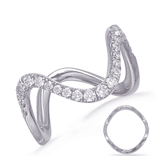 This Fashion Ring is available in 14K White Gold. There are a total of 23 stones. There are Rounds with a total carat weight of 0.46 set in a Prong Set setting.