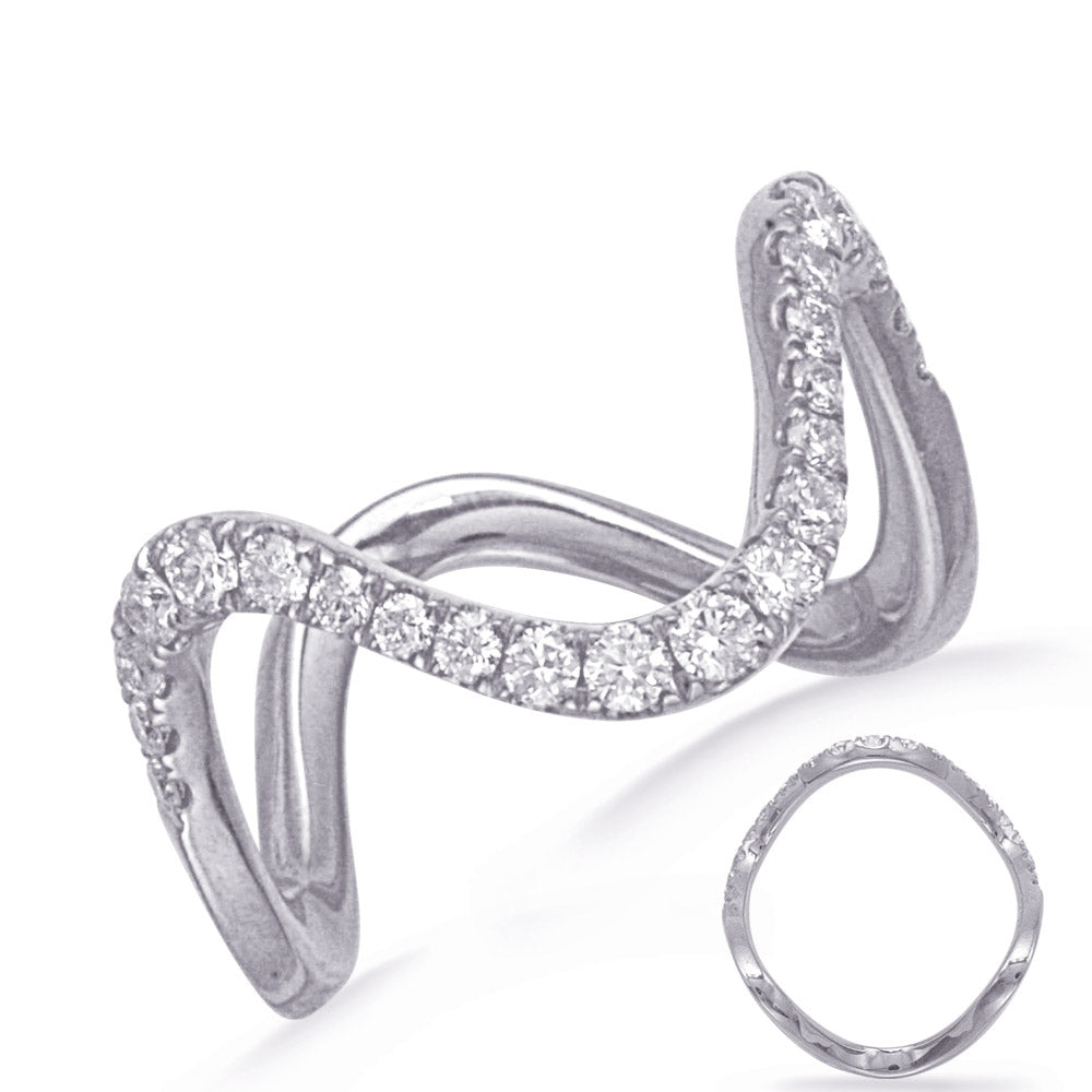 This Fashion Ring is available in 14K White Gold. There are a total of 23 stones. There are Rounds with a total carat weight of 0.46 set in a Prong Set setting.