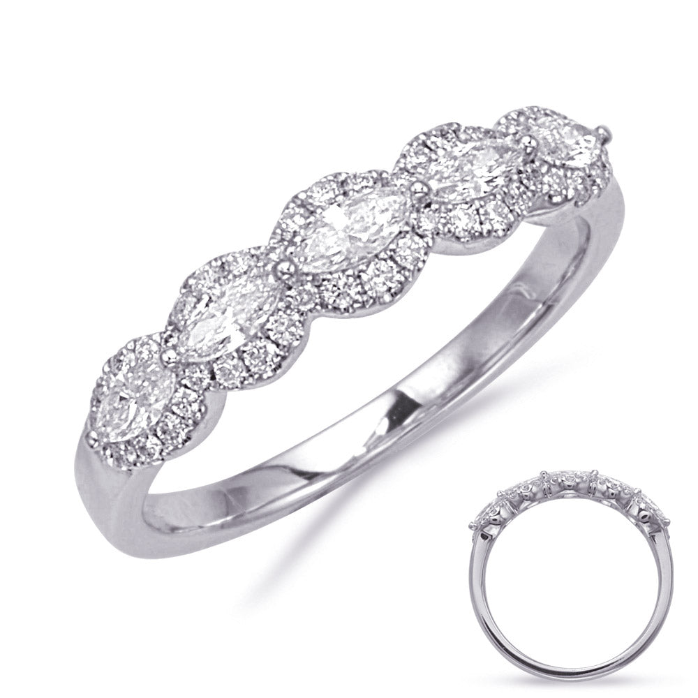 This Fashion Ring is available in 14K White Gold. There are a total of 49 stones. There are Marquise with a total carat weight of 0.34 set in a Micro Prong|Prong Set setting.There are Rounds stones with a total carat weight of 0.21 set in a Micro Prong|Prong Set.