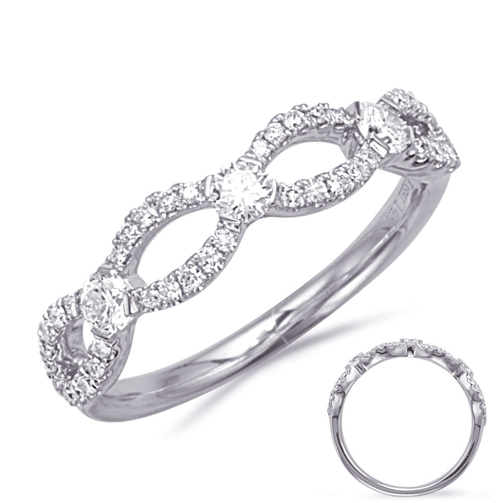 This Fashion Ring is available in 14K White Gold. There are a total of 45 stones. There are Rounds with a total carat weight of 0.48 set in a Micro Prong setting.