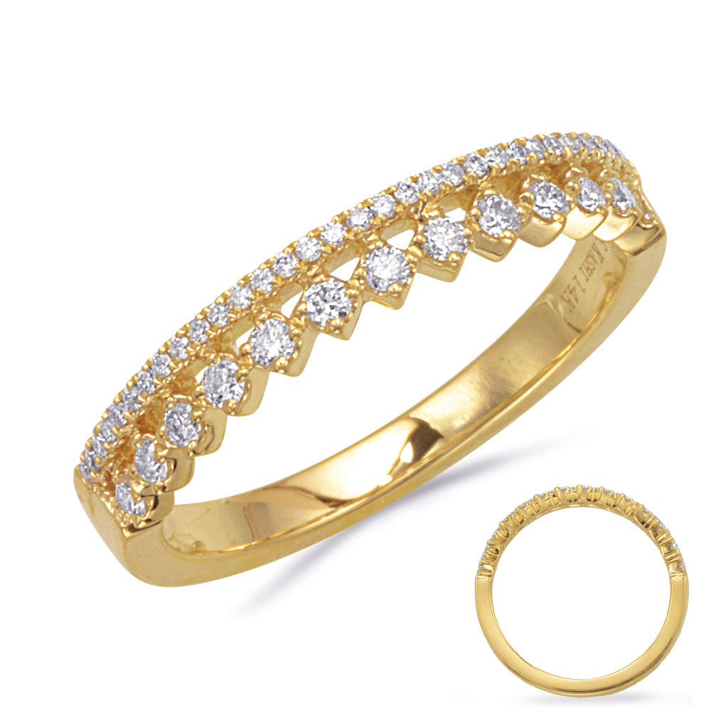 This Fashion Ring is available in 14K Yellow Gold. There are a total of 46 stones. There are Rounds with a total carat weight of 0.27 set in a Prong Set setting.