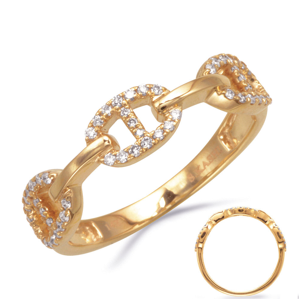 This Fashion Ring is available in 14K Yellow Gold. There are a total of 55 stones. There are Rounds with a total carat weight of 0.2 set in a Micro Prong setting.