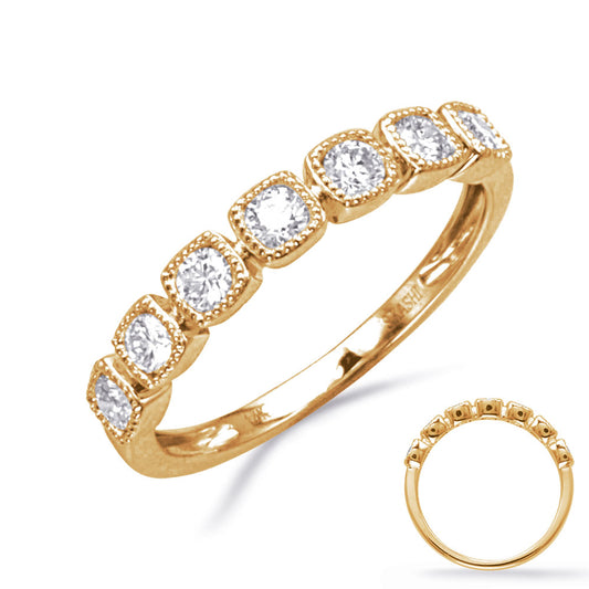 This Fashion Ring is available in 14K Yellow Gold. There are a total of 7 stones. There are Rounds with a total carat weight of 0.45 set in a Micro Prong setting.