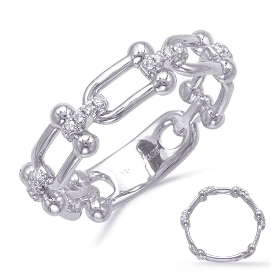 This Fashion Ring is available in 14K White Gold. There are a total of 20 stones. There are Rounds with a total carat weight of 0.1 set in a Micro Prong setting.