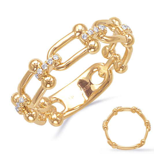 This Fashion Ring is available in 14K Yellow Gold. There are a total of 20 stones. There are Rounds with a total carat weight of 0.1 set in a Micro Prong setting.