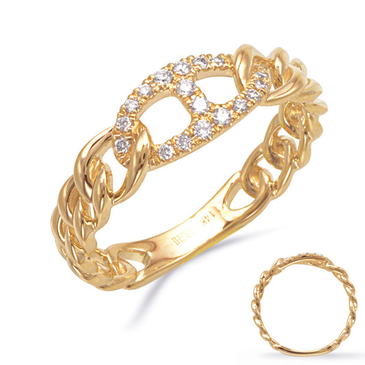 This Fashion Ring is available in 14K Yellow Gold. There are a total of 18 stones. There are Rounds with a total carat weight of 0.17 set in a Micro Prong setting.