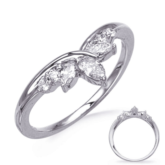 This Fashion Ring is available in 14K White Gold. There are a total of 7 stones. There are Marquise with a total carat weight of 0.23 set in a Micro Prong|Prong Set setting.There are Rounds stones with a total carat weight of 0.09 set in a Micro Prong|Prong Set.