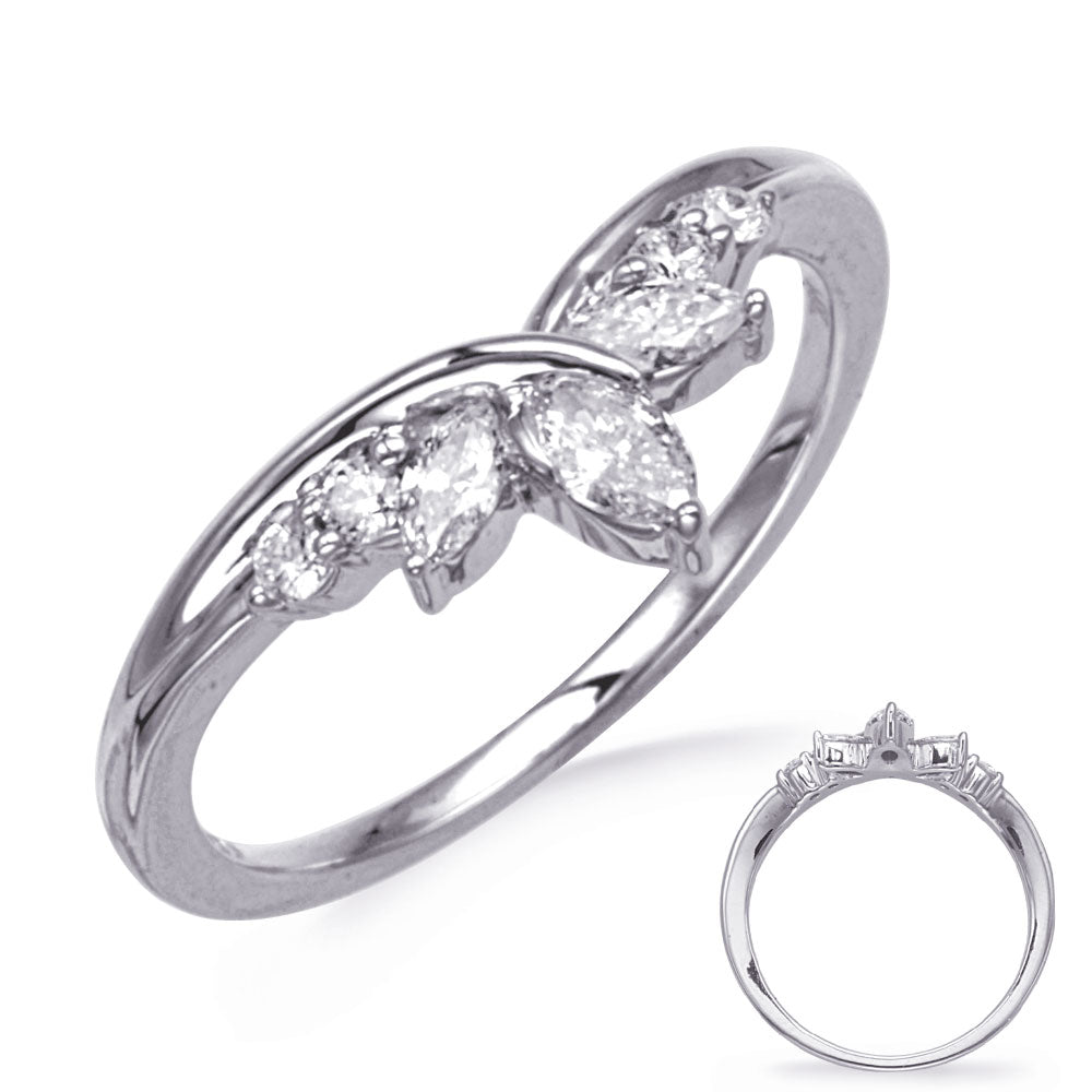 This Fashion Ring is available in 14K White Gold. There are a total of 7 stones. There are Marquise with a total carat weight of 0.23 set in a Micro Prong|Prong Set setting.There are Rounds stones with a total carat weight of 0.09 set in a Micro Prong|Prong Set.
