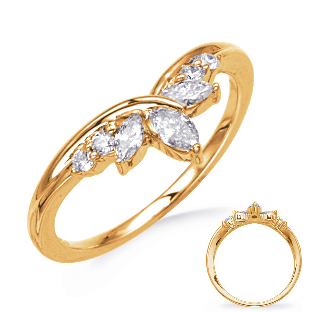 This Fashion Ring is available in 14K Yellow Gold. There are a total of 7 stones. There are Marquise with a total carat weight of 0.23 set in a Micro Prong|Prong Set setting.There are Rounds stones with a total carat weight of 0.09 set in a Micro Prong|Prong Set.